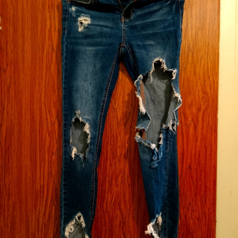 Denim cut up jeans